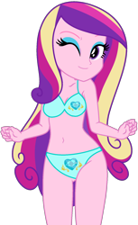 Size: 1084x1770 | Tagged: safe, artist:star-armour95, artist:yaya54320bases, imported from derpibooru, princess cadance, human, equestria girls, bare shoulders, beautiful, belly, belly button, bikini, clothes, cute, cutedance, dean cadance, female, midriff, one eye closed, simple background, sleeveless, smiling, solo, swimsuit, transparent background, vector, wink, younger