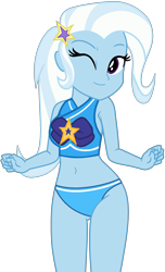 Size: 1084x1788 | Tagged: safe, artist:star-armour95, artist:yaya54320bases, imported from derpibooru, rarity, trixie, human, equestria girls, bare shoulders, beautiful, belly, belly button, bikini, clothes, cute, equestria girls specials, female, midriff, my little pony equestria girls: better together, my little pony equestria girls: forgotten friendship, one eye closed, simple background, sleeveless, smiling, solo, swimsuit, transparent background, trixie's beach shorts swimsuit, vector, wink, woman