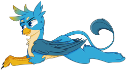 Size: 3286x1824 | Tagged: safe, artist:pointdelta, imported from derpibooru, gallus, griffon, chest fluff, claws, colored pupils, cute, gallabetes, high res, lying down, male, paws, prone, quadrupedal, simple background, solo, sploot, tail, transparent background, wings