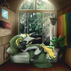 Size: 2048x2048 | Tagged: safe, artist:shinech9, oc, oc only, pony, female, lying down, mare, one eye closed, tired