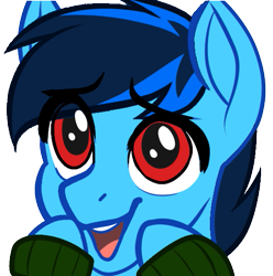 Size: 537x541 | Tagged: safe, artist:mxiiisy, imported from derpibooru, oc, oc only, oc:cobalt chaser, pegasus, pony, blue coat, blue mane, clothes, digital art, emotes, excited, jacket, male, pegasus oc, red eyes, simple background, solo, sweater, transparent background, wings