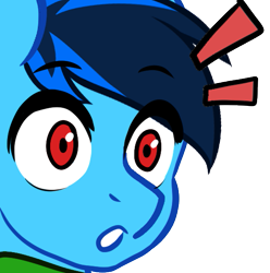 Size: 537x541 | Tagged: safe, artist:mxiiisy, imported from derpibooru, oc, oc only, oc:cobalt chaser, pegasus, pony, blue coat, blue mane, digital art, emotes, male, pegasus oc, red eyes, shocked, shocked expression, simple background, solo, transparent background, wings