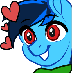 Size: 537x541 | Tagged: safe, artist:mxiiisy, imported from derpibooru, oc, oc only, oc:cobalt chaser, pegasus, pony, blue coat, blue mane, digital art, emotes, heart, male, pegasus oc, red eyes, simple background, smiling, solo, transparent background, wings