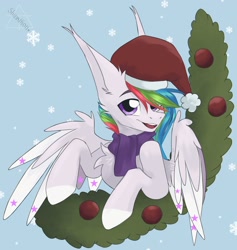 Size: 1942x2048 | Tagged: safe, artist:shinech9, oc, oc only, pony, christmas, clothes, hat, holiday, male, santa hat, scarf, solo, solo male