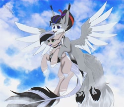 Size: 2048x1775 | Tagged: safe, artist:shinech9, oc, oc only, pony, duo, female, floating, male, mare, stallion