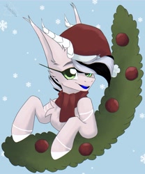 Size: 1703x2048 | Tagged: safe, artist:shinech9, oc, oc only, pony, christmas, female, hat, holiday, mare, santa hat, solo, solo female