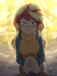 Size: 1200x1600 | Tagged: safe, artist:rockset, sunset shimmer, equestria girls, blushing, clothes, solo