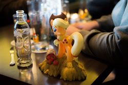 Size: 1920x1280 | Tagged: safe, imported from derpibooru, applejack, bottle, figurine, irl, photo