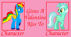 Size: 1267x655 | Tagged: safe, artist:shieldwingarmorofgod, imported from derpibooru, lyra heartstrings, oc, oc:shield wing, holiday, meme, valentine's day