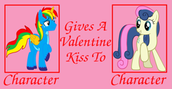 Size: 1269x656 | Tagged: safe, artist:shieldwingarmorofgod, imported from derpibooru, bon bon, sweetie drops, oc, oc:shield wing, holiday, meme, valentine's day