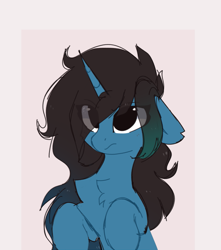 Size: 963x1089 | Tagged: safe, artist:little-sketches, oc, oc only, oc:waifu, pony, unicorn, cheek fluff, chest fluff, eye clipping through hair, eyebrows visible through hair, female, floppy ears, frown, horn, mare, passepartout, raised hooves, sketch, solo, unicorn horn, unicorn oc, upper body