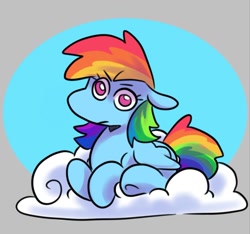 Size: 1158x1086 | Tagged: safe, artist:smirk, imported from derpibooru, rainbow dash, cloud, frown, on a cloud, sitting, sitting on a cloud, solo