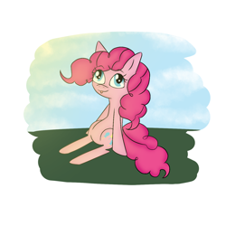 Size: 1280x1280 | Tagged: safe, artist:emma63194nr, imported from derpibooru, pinkie pie, earth pony, pony, female, sitting, solo