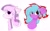 Size: 1674x1044 | Tagged: safe, artist:little-sketches, oc, oc only, pony, blushing, bowl cut, bust, cheek fluff, chest fluff, duo, duo female, ear fluff, eye clipping through hair, eyebrows visible through hair, female, floppy ears, flower, flower in hair, hair over one eye, highlights, mare, portrait, side view, simple background, smiling, three-quarter view, two toned mane, white background