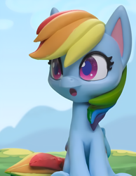 Size: 2956x3816 | Tagged: safe, imported from derpibooru, screencap, rainbow dash, pegasus, pony, magician pinkie pie (short), my little pony: pony life, my little pony: stop motion short, cropped, cute, outdoors, solo