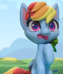 Size: 3140x3716 | Tagged: safe, imported from derpibooru, screencap, rainbow dash, pegasus, pony, magician pinkie pie (short), my little pony: pony life, my little pony: stop motion short, cropped, cute, outdoors, shocked, solo