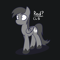 Size: 950x950 | Tagged: safe, artist:ossilia flawol, derpibooru exclusive, imported from derpibooru, oc, oc only, oc:red (someponys disillusion), pegasus, fanfic:someponys disillusion, coat markings, dark background, gray background, gray coat, gray mane, pegasus oc, reference sheet, simple background, solo, wings