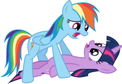 Size: 4352x3000 | Tagged: safe, artist:cloudy glow, imported from derpibooru, rainbow dash, twilight sparkle, pegasus, unicorn, magic duel, duo, duo female, female, horn, my little pony, simple background, transparent background, unicorn twilight, vector