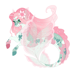 Size: 5600x5100 | Tagged: safe, artist:gigason, imported from derpibooru, oc, oc only, oc:aphrodite, seapony (g4), absurd resolution, clothes, dorsal fin, female, fin, fin ears, fins, fish tail, flower, flower in hair, flowing mane, flowing tail, jewelry, looking at you, necklace, pearl necklace, see-through, simple background, smiling, smiling at you, solo, tail, transparent background