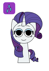 Size: 830x1200 | Tagged: source needed, safe, imported from derpibooru, rarity, horn, makeup, simple background, smiling, sprunki, sprunkified, white background