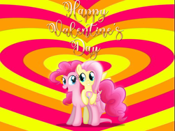 Size: 960x720 | Tagged: artist needed, safe, anonymous artist, artist:rainbownspeedash, imported from derpibooru, fluttershy, pinkie pie, earth pony, pegasus, pony, cute, diapinkes, duo, female, flutterpie, grin, heart, heart background, hearts and hooves day, holiday, lesbian, looking at each other, looking at someone, mare, open mouth, open smile, shipping, shyabetes, smiling, smiling at each other, song in the description, valentine's day, valentine's day 2025, valentine's day picture