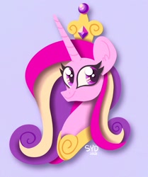 Size: 1711x2048 | Tagged: safe, alternate version, artist:squididdlee, imported from derpibooru, princess cadance, alicorn, pony, bust, crown, female, jewelry, mare, peytral, regalia, simple background, smiling, solo