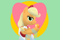 Size: 3000x2000 | Tagged: safe, artist:mightyshockwave, idw, imported from derpibooru, applejack, abstract background, aphrodite, clothes, golden apple, my little pony classics reimagined: the odyssey, solo, toga