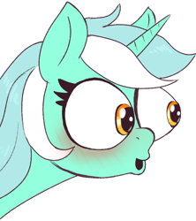 Size: 696x784 | Tagged: safe, artist:t72b, imported from derpibooru, lyra heartstrings, pony, unicorn, awooga, blushing, eye bulging, female, horn, mare, poggers, reaction image, simple background, solo, transparent background