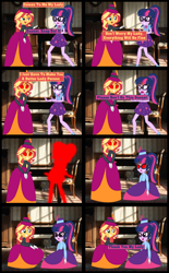 Size: 9356x15072 | Tagged: safe, artist:cartoonmasterv3, imported from derpibooru, sci-twi, sunset shimmer, twilight sparkle, human, equestria girls, brainwashed, brainwashing, clothes, comic, dress, duo, gown, indoors, long dress, long skirt, skirt, victorian, victorian dress