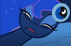 Size: 1047x681 | Tagged: safe, artist:forgalorga, imported from derpibooru, princess luna, alicorn, pony, earbuds, faic, meme face, princess luna is looking for a hobby, reaction image, sleepy