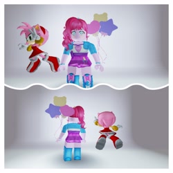 Size: 4096x4096 | Tagged: safe, imported from derpibooru, pinkie pie, equestria girls, amy rose, balloon, bracelet, clothes, dress, jewelry, roblox, sonic the hedgehog (series)