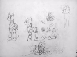 Size: 4016x3008 | Tagged: safe, artist:alexi148, imported from derpibooru, oc, earth pony, pony, robot, robot pony, photo, sketch, sketch dump, sketchbook, traditional art