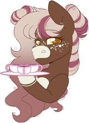 Size: 1024x1417 | Tagged: safe, artist:chrzaan, imported from derpibooru, oc, earth pony, pony, bust, coffee cup, cup, female, mare, portrait, simple background, solo, transparent background