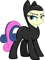 Size: 638x846 | Tagged: safe, artist:stephen-fisher, imported from derpibooru, bon bon, sweetie drops, earth pony, catsuit, female, simple background, solo, spy suit, transparent background