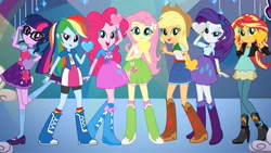 Size: 1067x600 | Tagged: safe, artist:s1732202, imported from derpibooru, applejack, fluttershy, pinkie pie, rainbow dash, rarity, sci-twi, sunset shimmer, twilight sparkle, human, equestria girls, holiday, humane five, humane seven, humane six, valentine's day