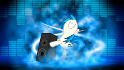 Size: 1920x1080 | Tagged: safe, artist:pcs4ddt, imported from derpibooru, dj pon-3, vinyl scratch, unicorn, equalizer, female, horn, solo, speaker, wallpaper