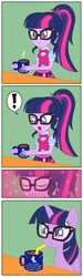 Size: 1200x4005 | Tagged: safe, artist:zefrenchm, imported from derpibooru, sci-twi, twilight sparkle, alicorn, human, pony, equestria girls, alicornified, comic, drink, drinking, equestria girls ponified, high res, human to pony, mug, ponified, race swap, sci-twilicorn, straw, transformation, vector