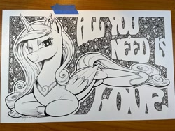 Size: 2048x1536 | Tagged: safe, artist:andy price, imported from derpibooru, princess cadance, alicorn, monochrome, solo