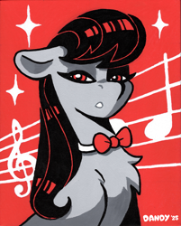 Size: 4751x5914 | Tagged: safe, artist:dandy, imported from derpibooru, octavia melody, earth pony, pony, acrylic painting, bowtie, female, floppy ears, high res, limited palette, looking at you, mare, solo, traditional art