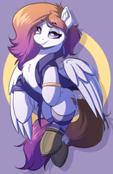 Size: 2064x3161 | Tagged: safe, artist:witchtaunter, imported from derpibooru, oc, pegasus, pony, boots, clothes, commission, female, lidded eyes, shirt, shoes, simple background