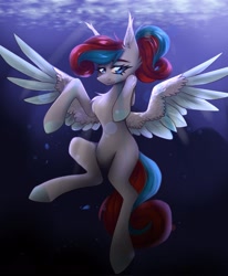 Size: 1690x2048 | Tagged: safe, artist:shinech9, oc, oc only, pony, female, mare, solo, underwater