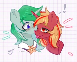 Size: 2048x1638 | Tagged: safe, artist:shelti, oc, oc only, pony, female, looking at each other, male, mare, stallion, tongue out