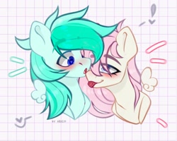 Size: 1200x960 | Tagged: safe, artist:shelti, oc, oc only, pony, female, looking at each other, male, mare, stallion, tongue out