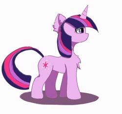 Size: 1024x958 | Tagged: safe, artist:yenne_sistint, imported from derpibooru, twilight sparkle, pony, unicorn, chest fluff, cute, ear fluff, horn, side view, simple background, twiabetes, unicorn twilight