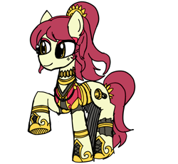 Size: 1138x1047 | Tagged: safe, artist:feenadot, imported from derpibooru, oc, oc only, oc:beryl (feenadot), crystal pony, pony, armor, blush lines, blushing, cutie mark, featureless snout, female, female oc, females only, grin, looking offscreen, mare, mare oc, raised hoof, simple background, smiling, solo, white background