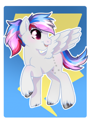 Size: 1920x2560 | Tagged: safe, artist:annuthecatgirl, imported from derpibooru, oc, oc only, oc:northstar, pegasus, ponytail, raised hoof, simple background, solo, unshorn fetlocks, wonderbolts