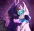 Size: 2048x1823 | Tagged: safe, artist:shinech9, oc, oc only, pony, blushing, eyes closed, female, glasses, male, male and female, mare, nuzzling, solo, stallion