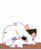 Size: 600x740 | Tagged: safe, artist:little-sketches, oc, oc only, oc:ayaka, pony, unicorn, animated, blaze (coat marking), blushing, colored hooves, ear fluff, eye clipping through hair, eyebrows visible through hair, facial markings, female, floppy ears, gif, head on table, heart, hoof on table, horn, love letter, mare, mouth hold, smiling, solo, striped background, table, teary eyes, unicorn horn, unicorn oc