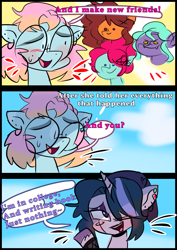 Size: 1240x1754 | Tagged: safe, artist:jully-park, imported from derpibooru, oc, oc only, oc:charlotte parker, oc:gera garcia, earth pony, pony, unicorn, comic:how i meet my chaotic friends, comic, horn