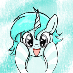 Size: 1024x1024 | Tagged: safe, artist:white spider, imported from derpibooru, oc, oc:shining cyanlight, unicorn, horn, profile picture, smiling, solo, surprised, unicorn oc